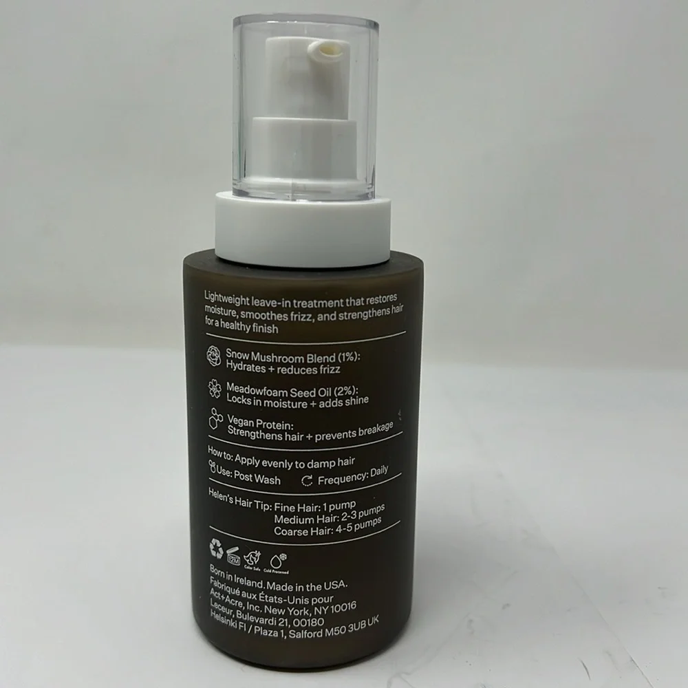Act+Acre Cold Pressed 2% Squalene Anti-Frizz Leave In Conditioner 6.7 fl oz New